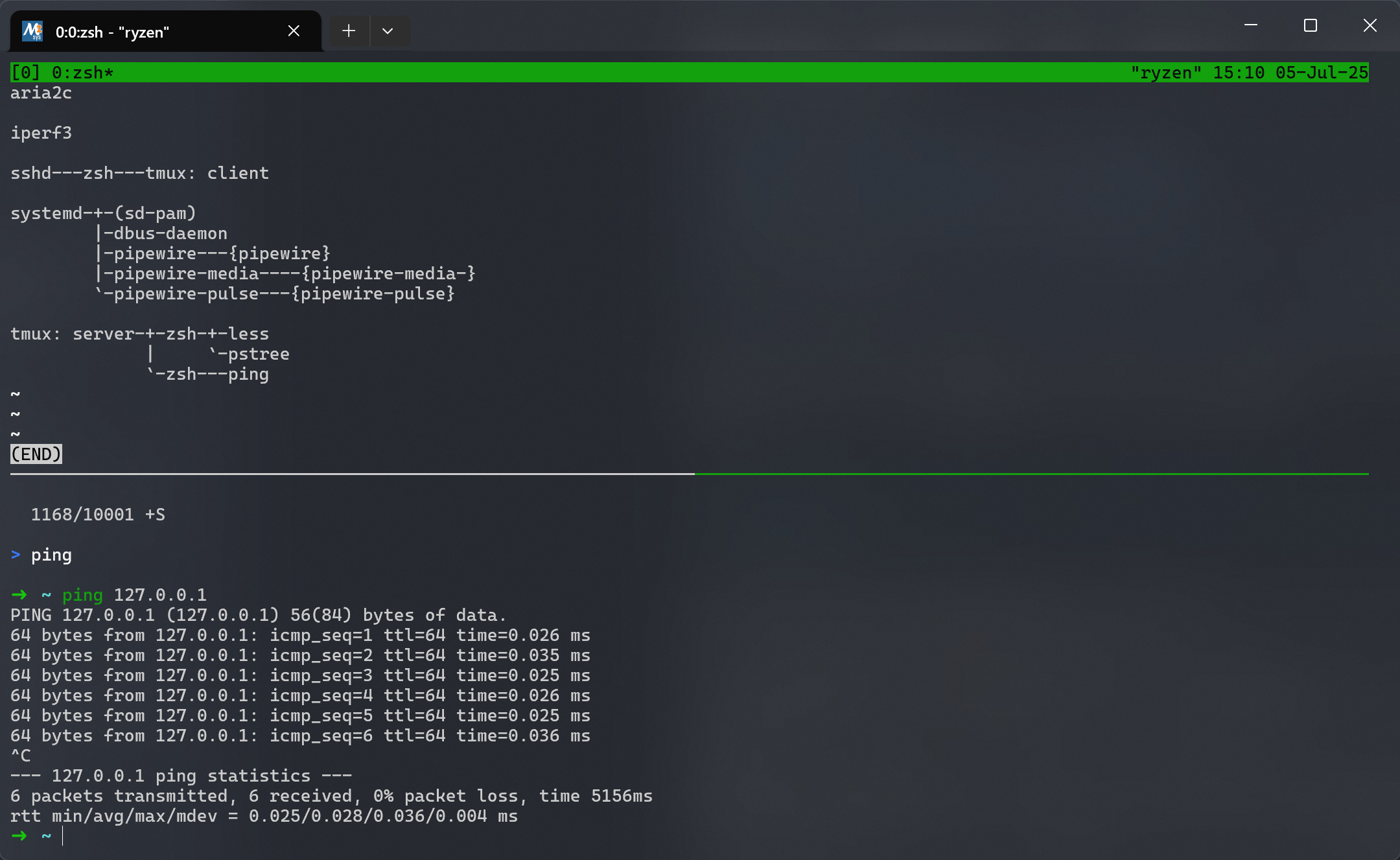 tmux example